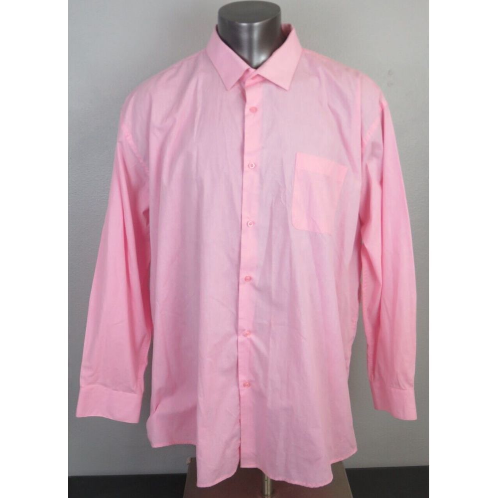 Mens Adrienne Vittadini Pink Long Sleeve Button Front Shirt‎ Barbie 3XL 19 36/37